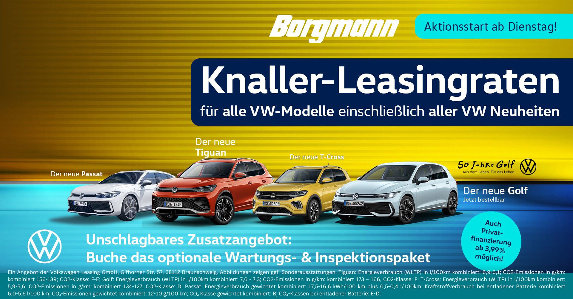 Verbesserte Leasingraten auf alle VW Modelle im Autohaus Borgmann!