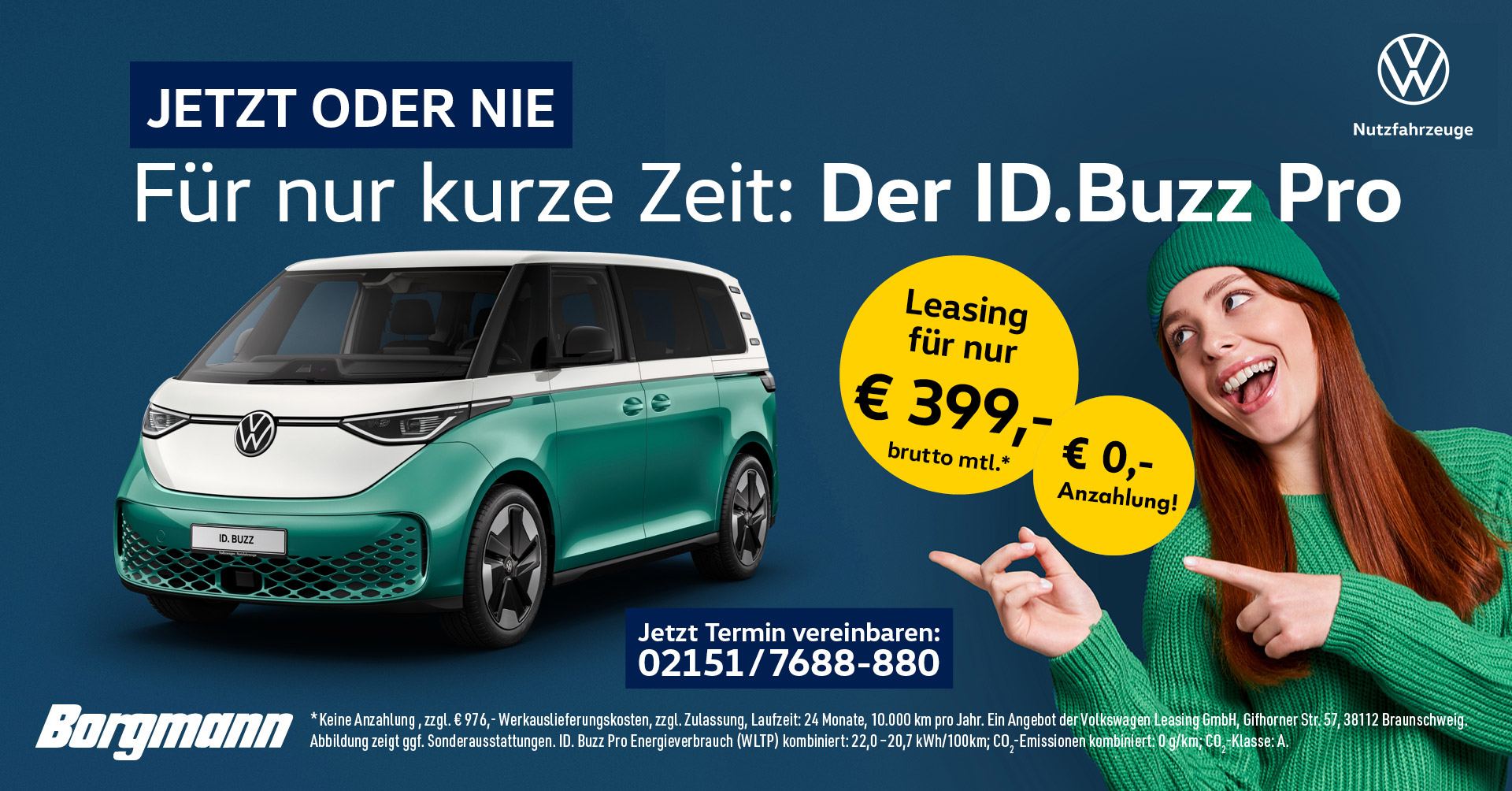 VW ID.Buzz jetzt für 399,-€ leasen!