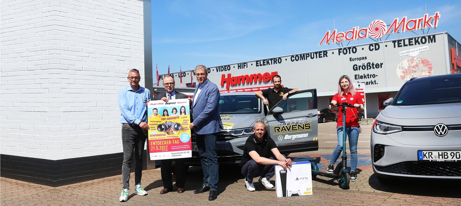 Pressefoto zum Entdecker-Tag 2022 bei MediaMarkt, Borgmann und Hammer Pressefoto zum Entdecker-Tag 2022 bei MediaMarkt, Borgmann und Hammer
