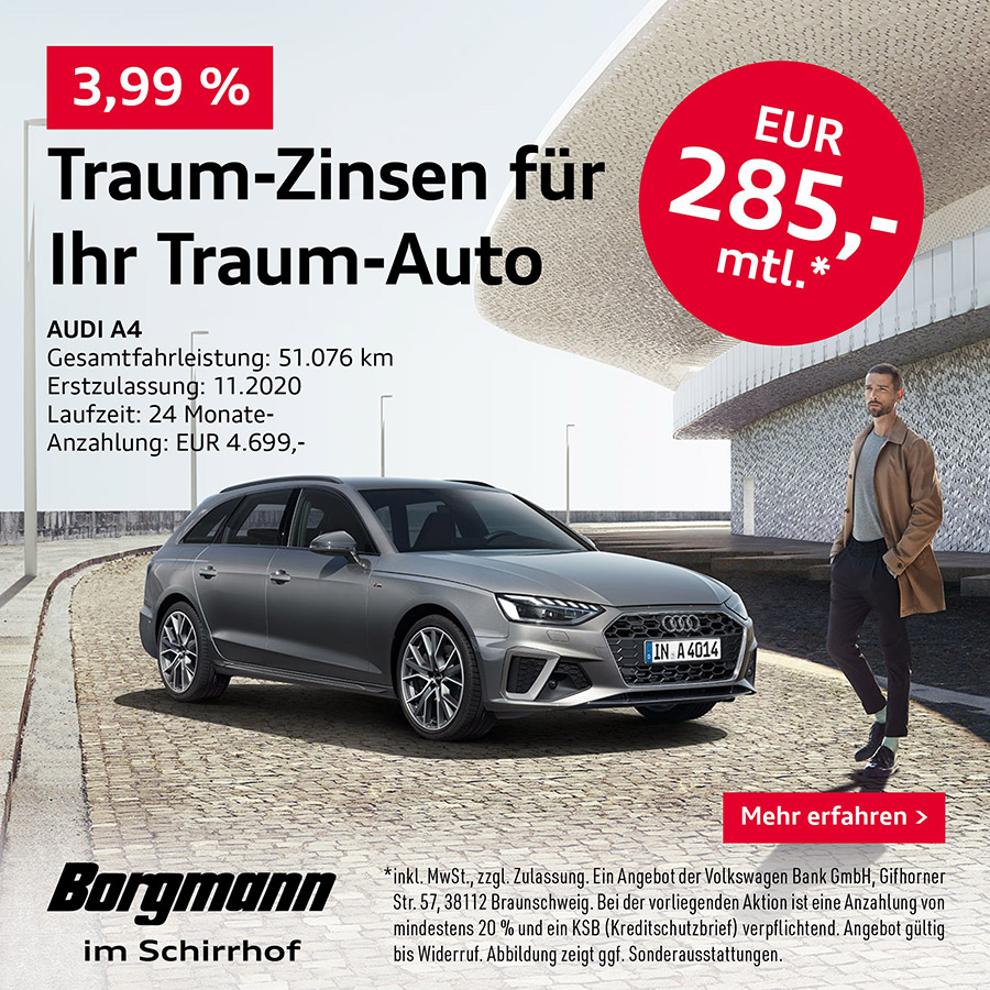 Traum-Zins ab 3,99% auf Audi A4 Gebrauchtwagen