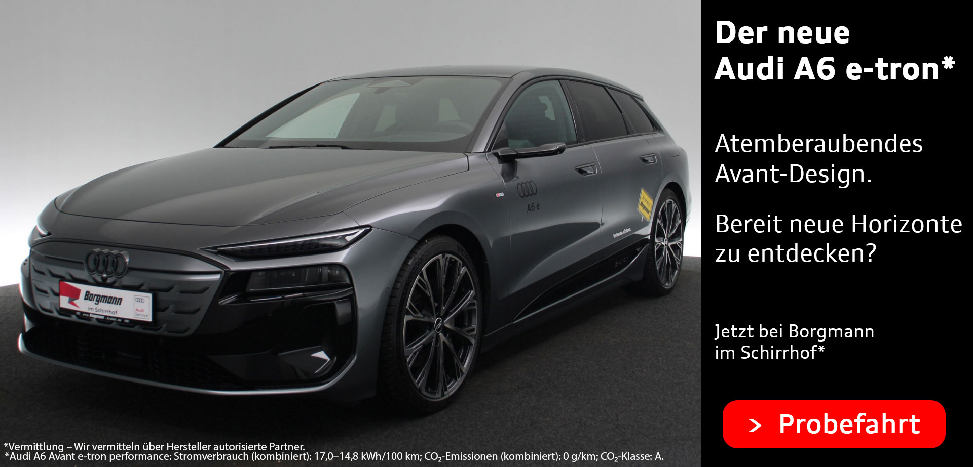 Der Audi A6 e-tron bei Borgmann im Schirrhof