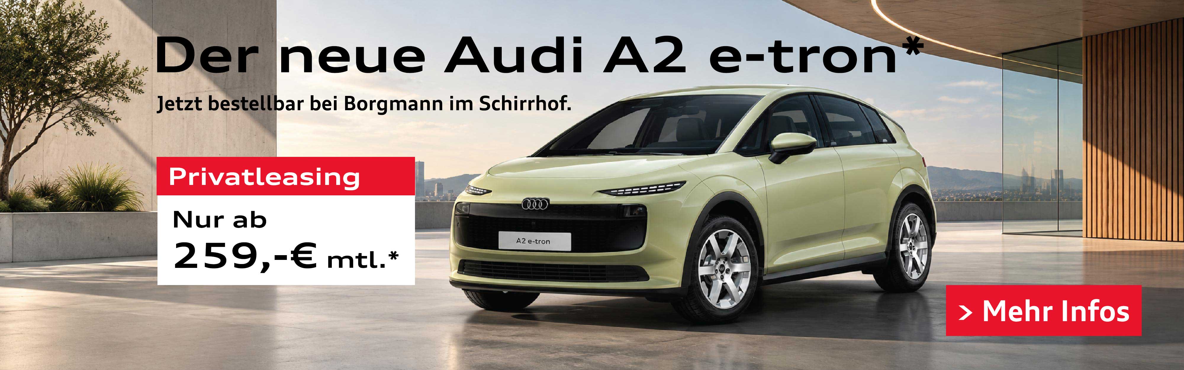 Der neue Audi A2 e-tron bei Borgmann im Schirrhof