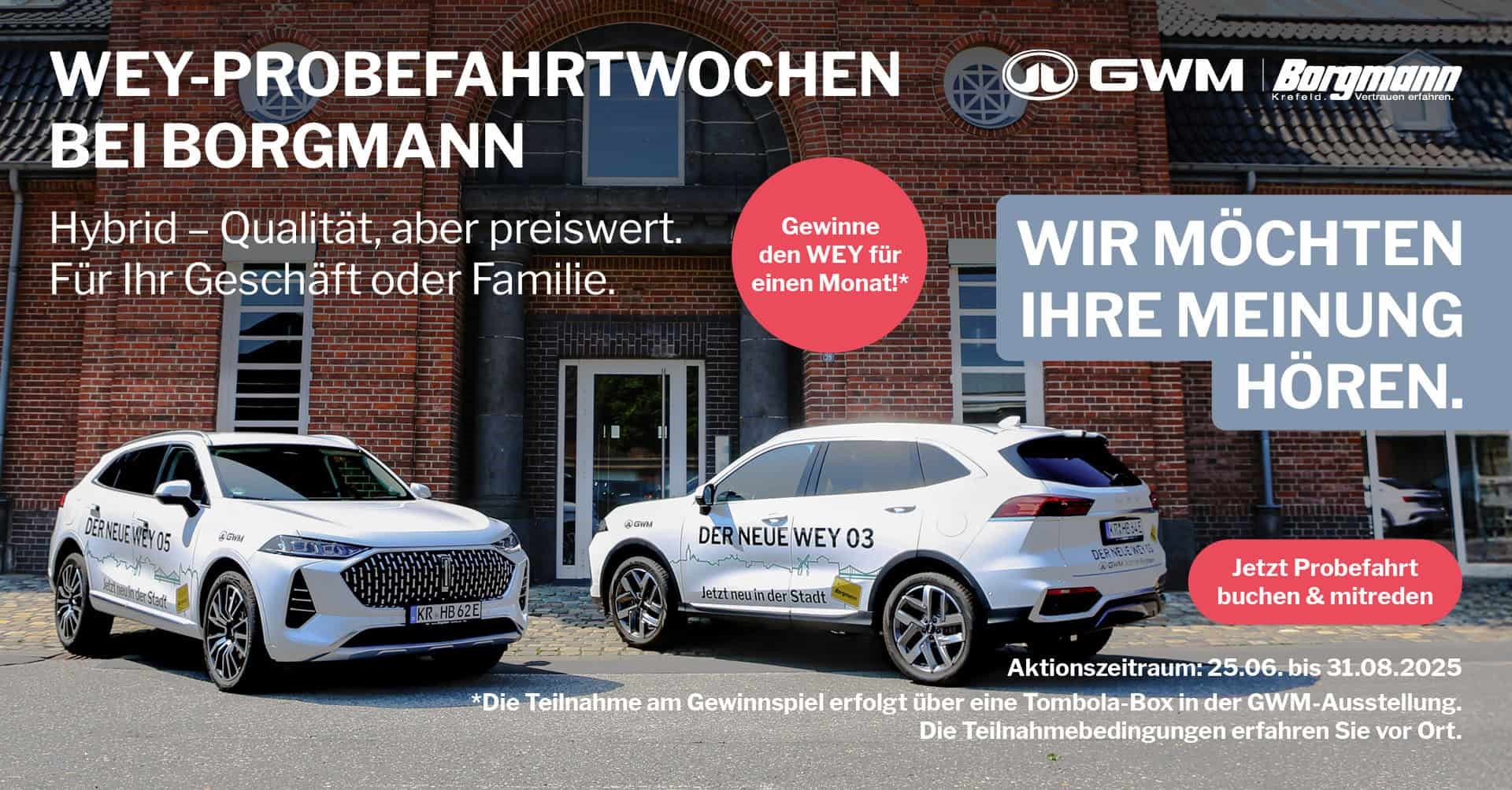 GWM WEY Probefahrt-Wochen bei Borgmann in Krefeld