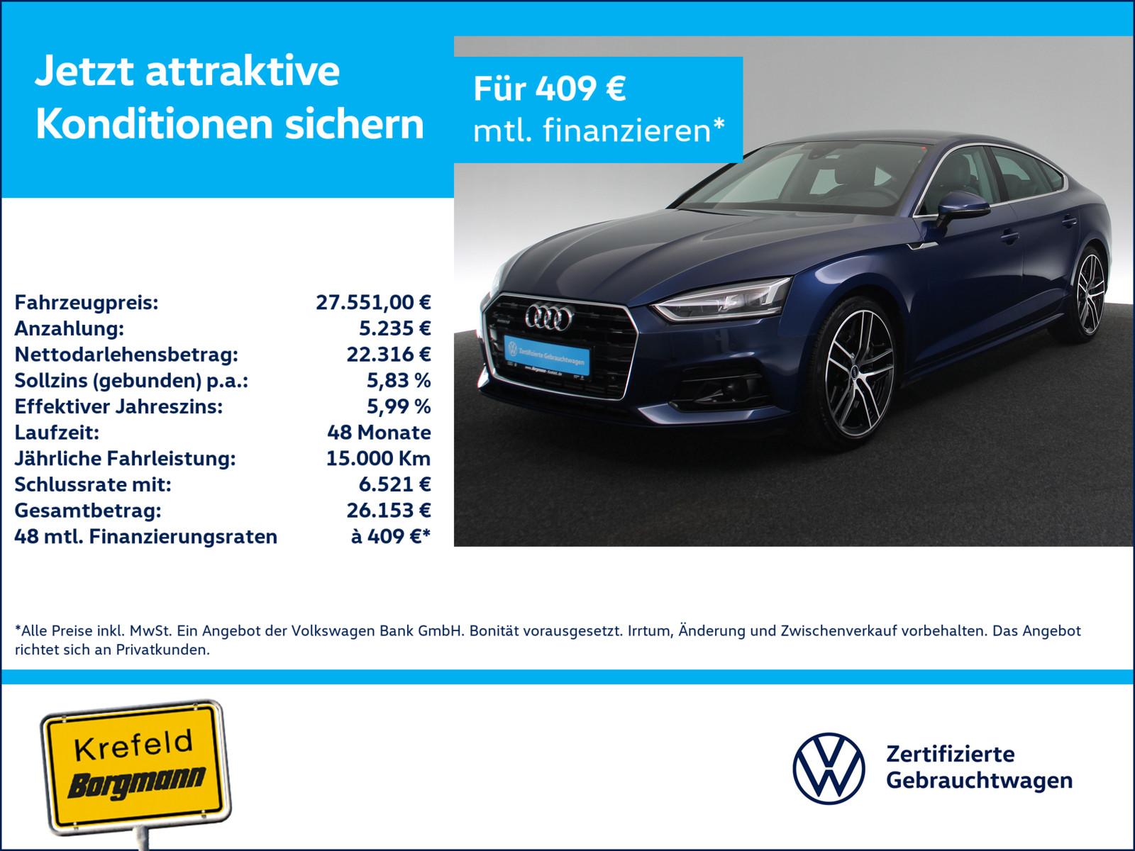 AUDI A5 Sportback 2.0 FSI quattro basis