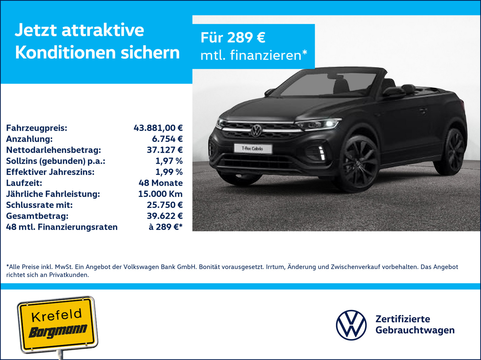 VW T-Roc Cabriolet 1.5 TSI Edition Black