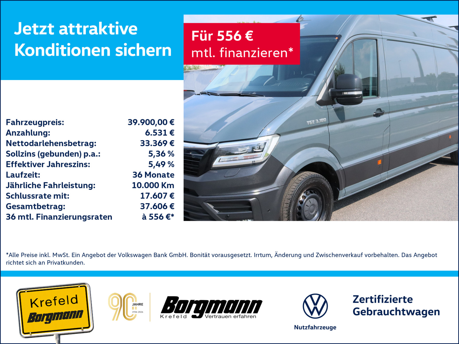 VW MAN TGE 3.180 Kasten L3H3 TDI