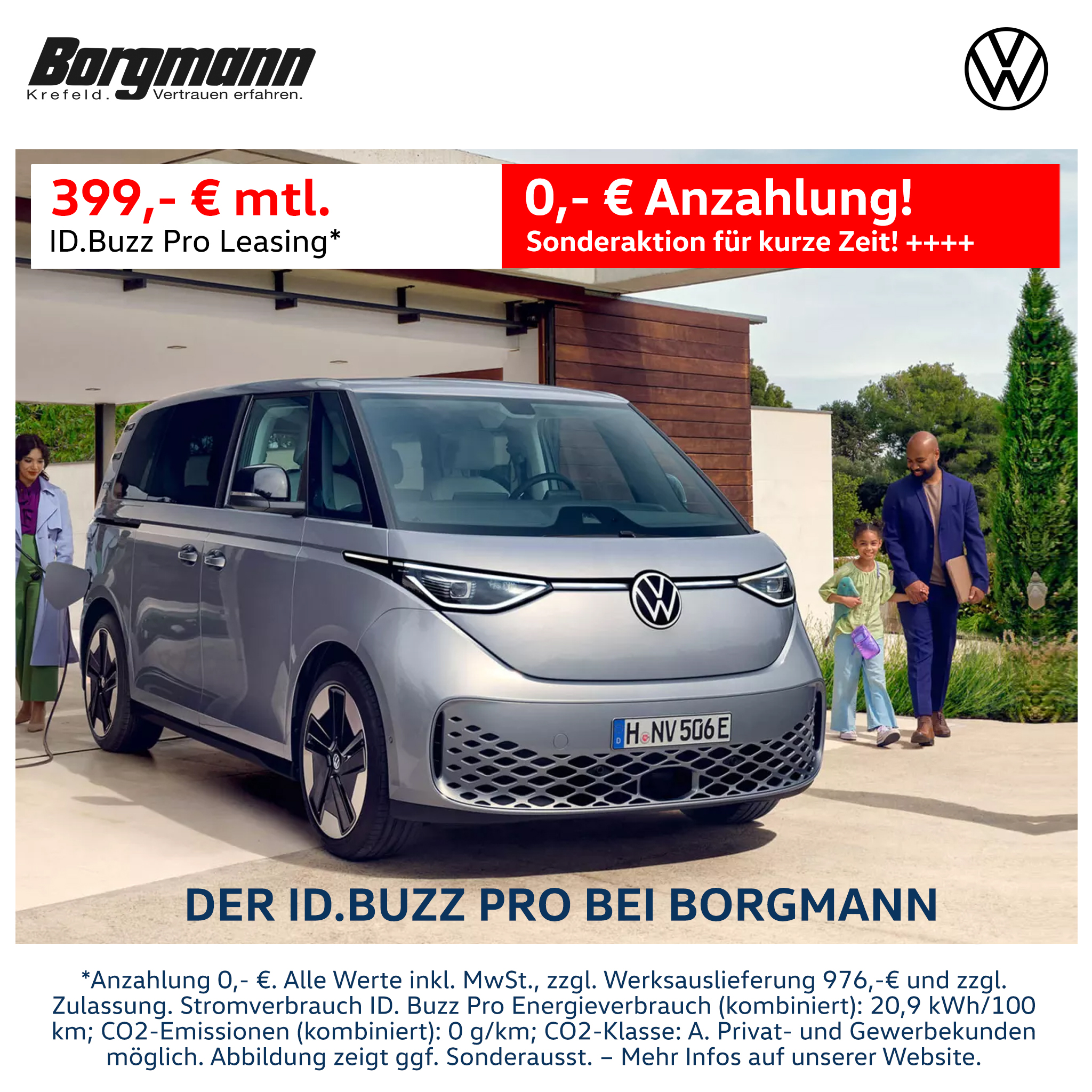 ID.Buzz für nur 399 Euro ohne Anzahlung bei Borgmann in Krefeld.