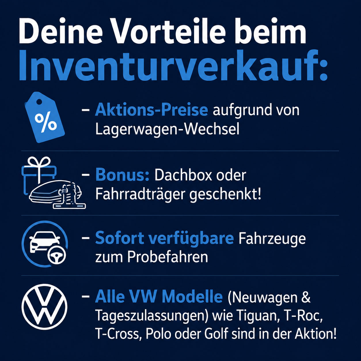 Inventurverkauf bei VW Borgmann