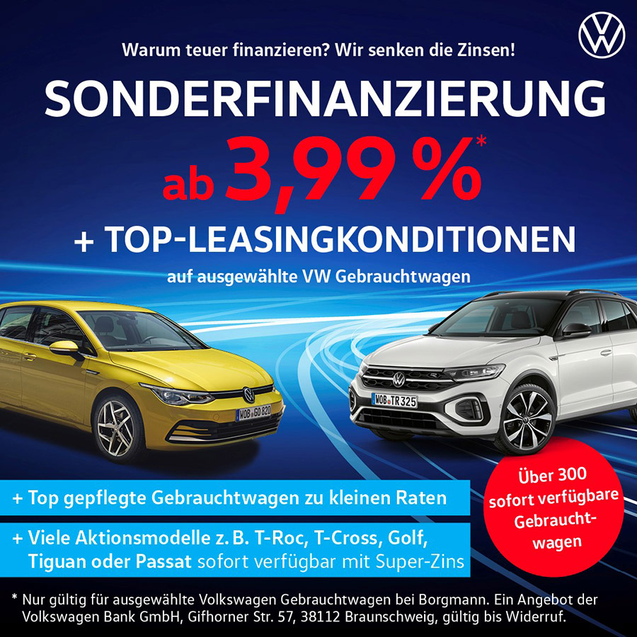Ab 3,99% Finanzierung VW Gebrauchtwagen