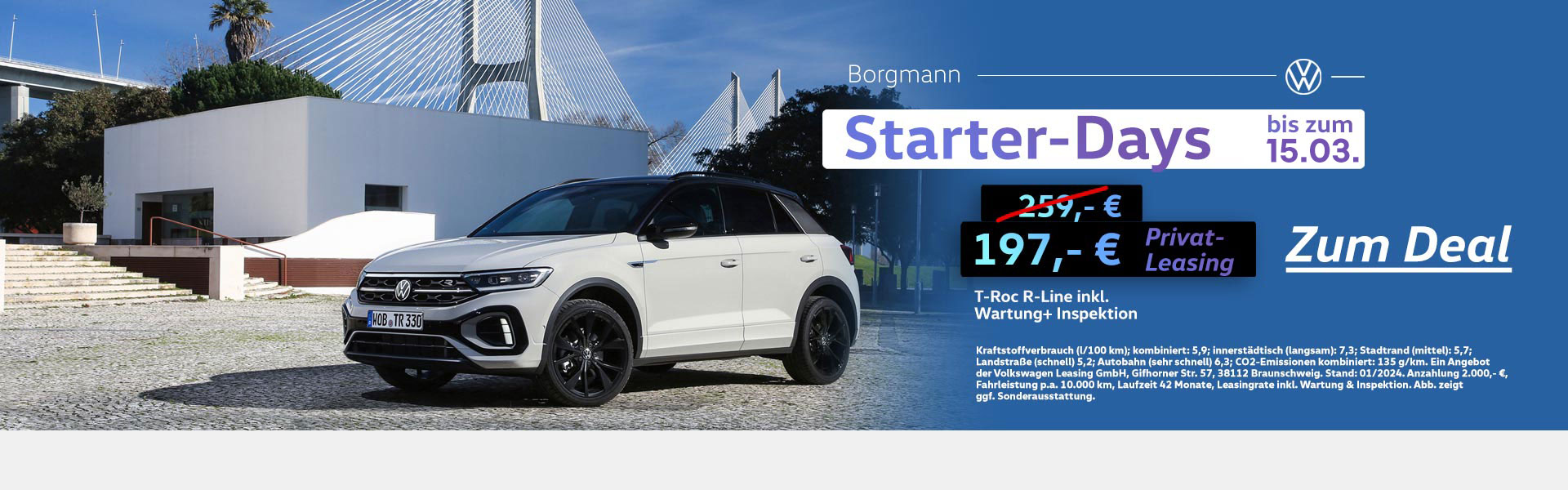 VW T-Roc Leasing Angebot bei Borgmann Krefeld