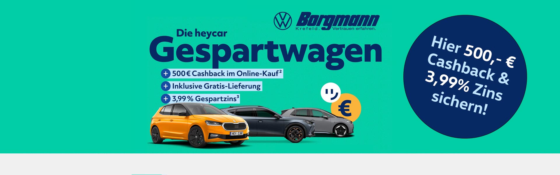 Gespartwagen bei HeyCar mit 500€ Cashback