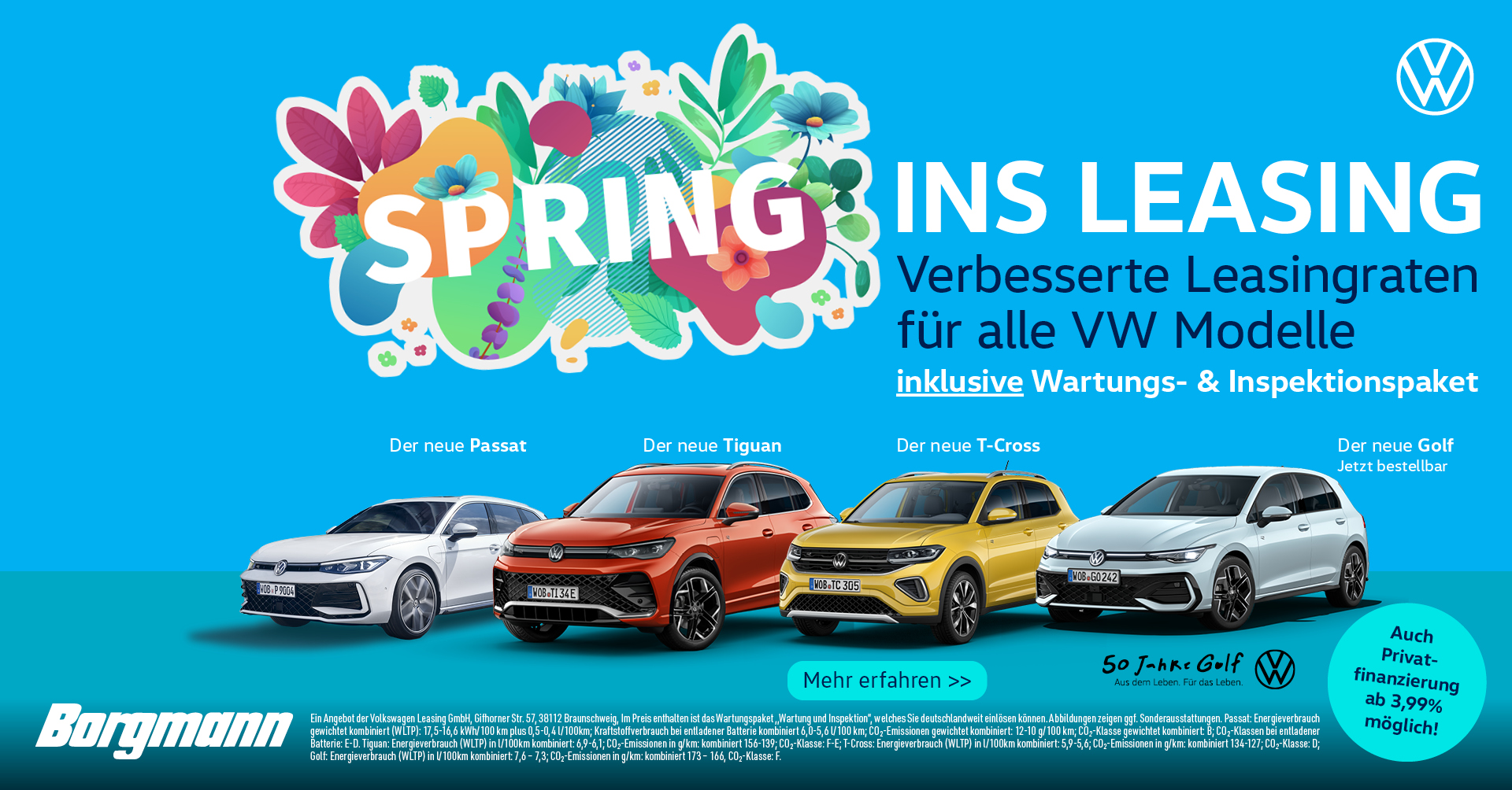 VW Spring ins Leasing, Verbesserte Leasingraten auf alle VW Modelle!