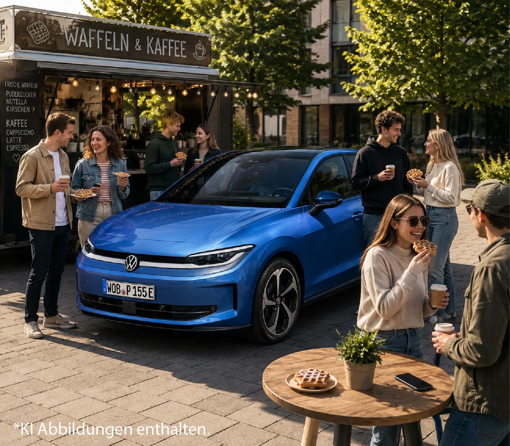 VW ID. Polo Premiere mit Waffeln und Kaffee
